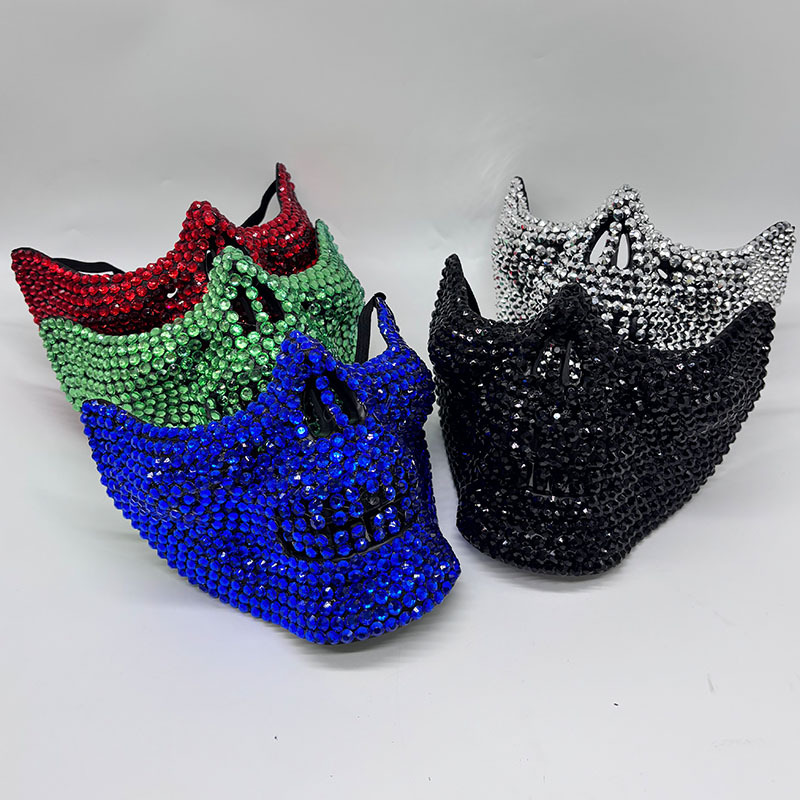 Respirator Half Face - Strass metade crânio máscara para homens