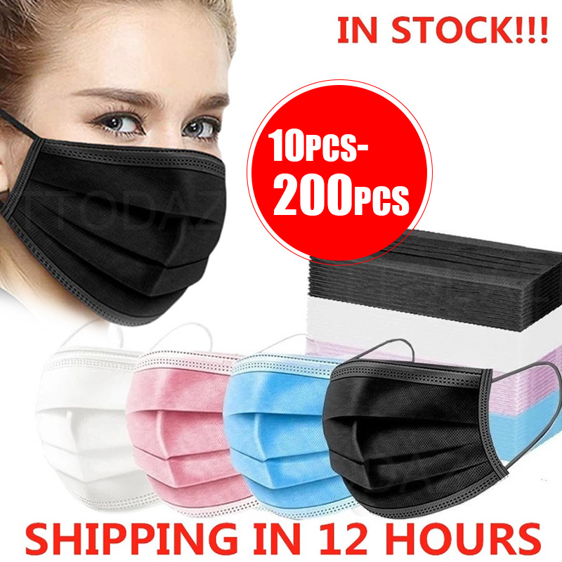 Disposable Mask Blue - 10/50/100/200PCS Máscara Descartável Earloop Rosa Bule