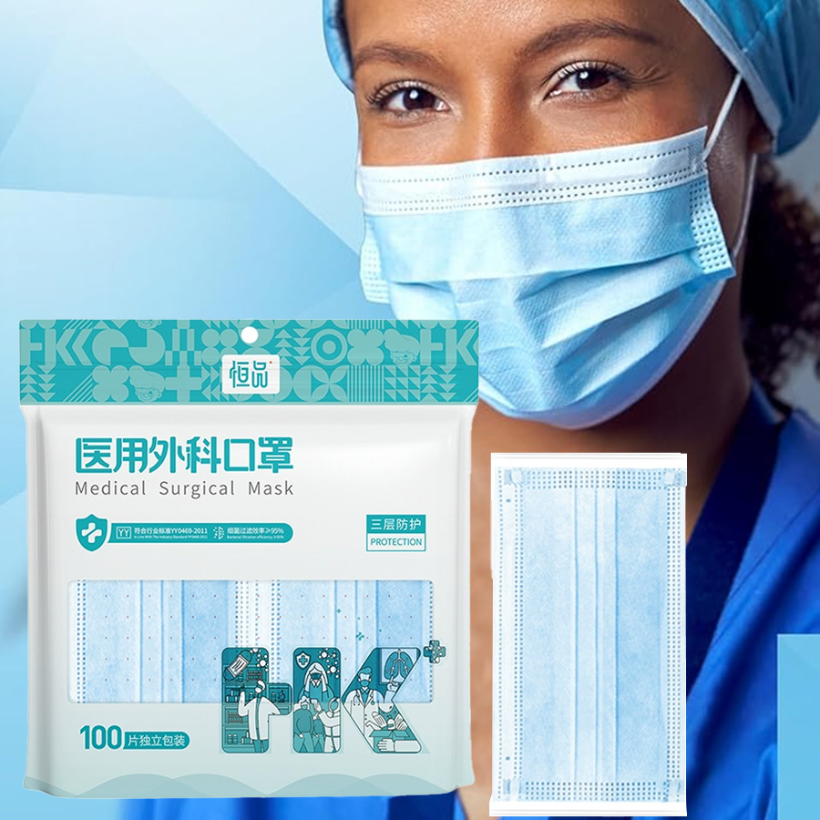 Disposable Mask Blue - 100 Peças de Máscaras Descartáveis para